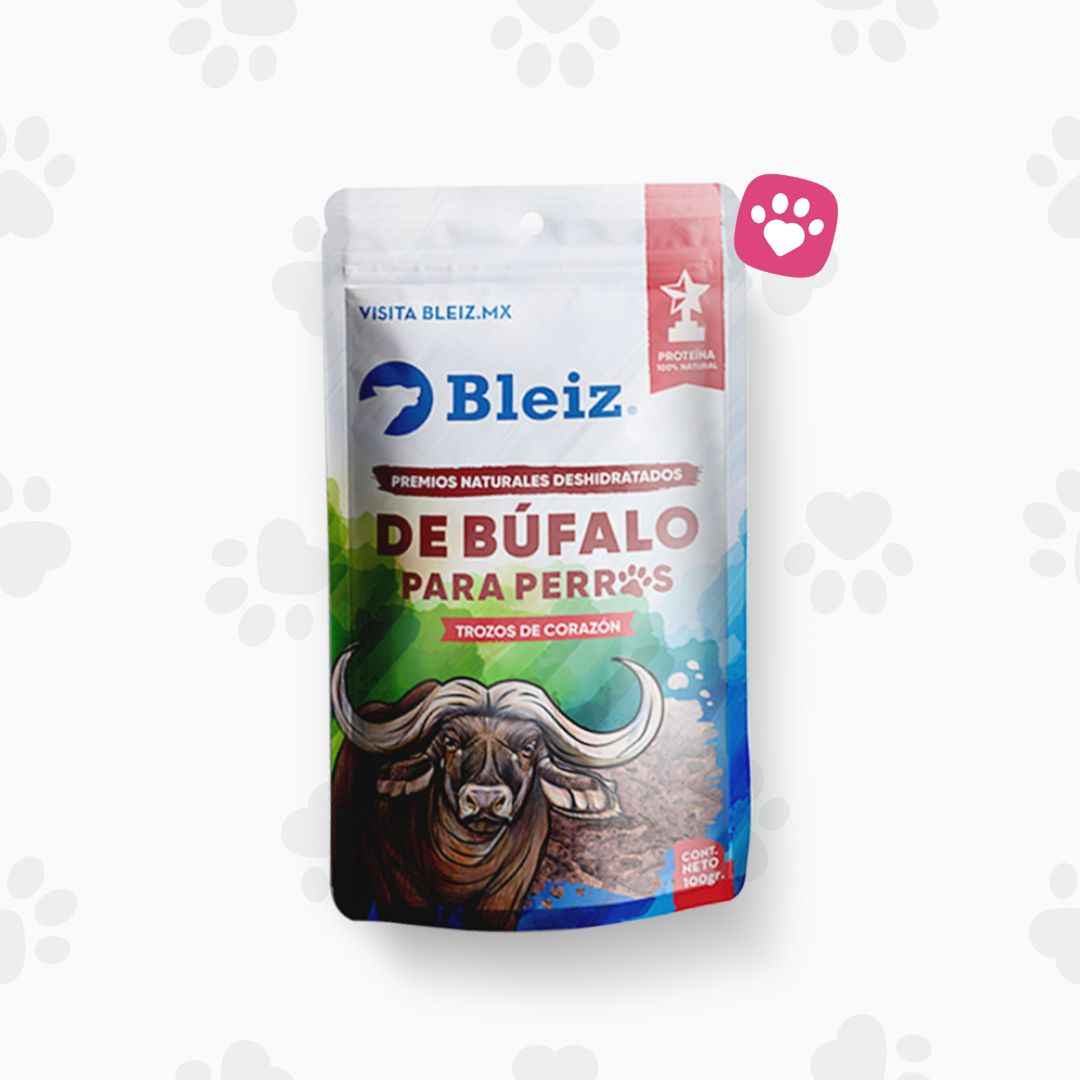 Premios para Perros de Corazón de Búfalo | 100g | Natural, Sin Conservadores ni Químicos | Bleiz