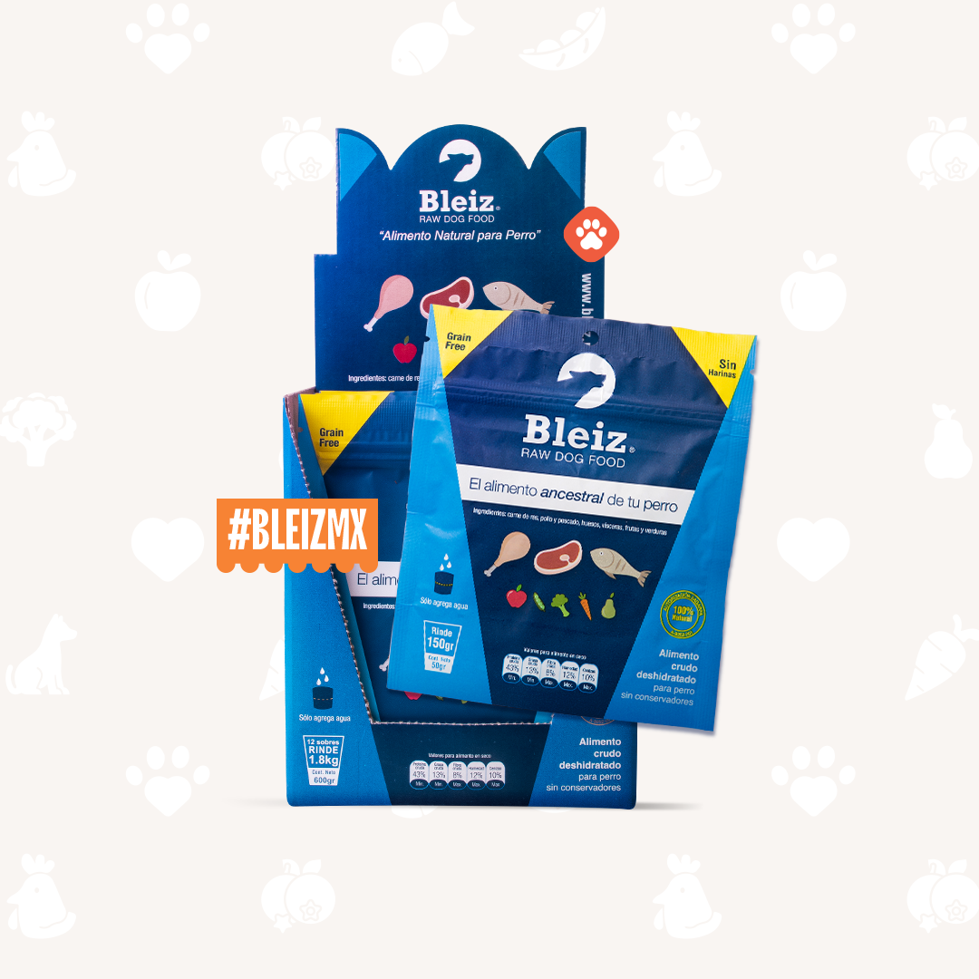 Bleiz Alimento Natural Deshidratado para Perro | Caja 12 Sobres (50g c/u) | Topping Saludable Sin Conservadores