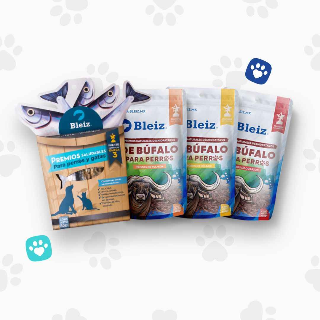 Paquete Manada Bleiz: Premios Naturales de Búfalo y Anchovetas para Perros | Sin Conservadores - Bleiz