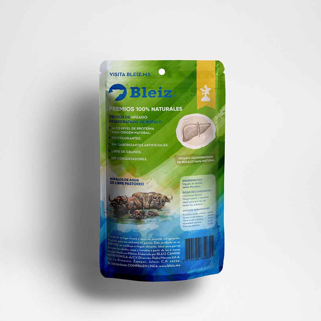 Premios Bleiz de Hígado de Búfalo para Perros | Naturales, Libre Pastoreo, Sin Químicos, 100g