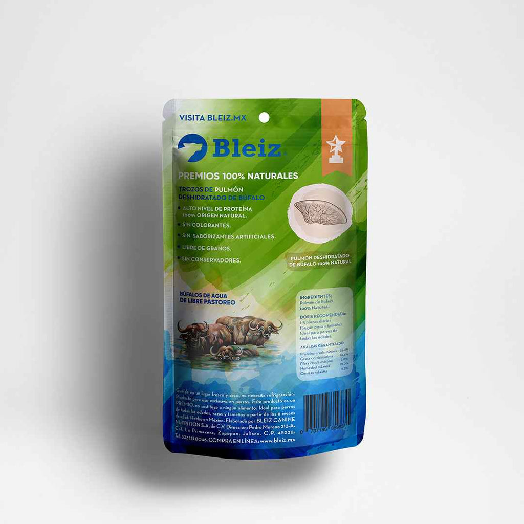 Bleiz | Premios Naturales para Perros | Pulmón de Búfalo Libre Pastoreo | 100g | Sin Conservadores ni Químicos - Bleiz