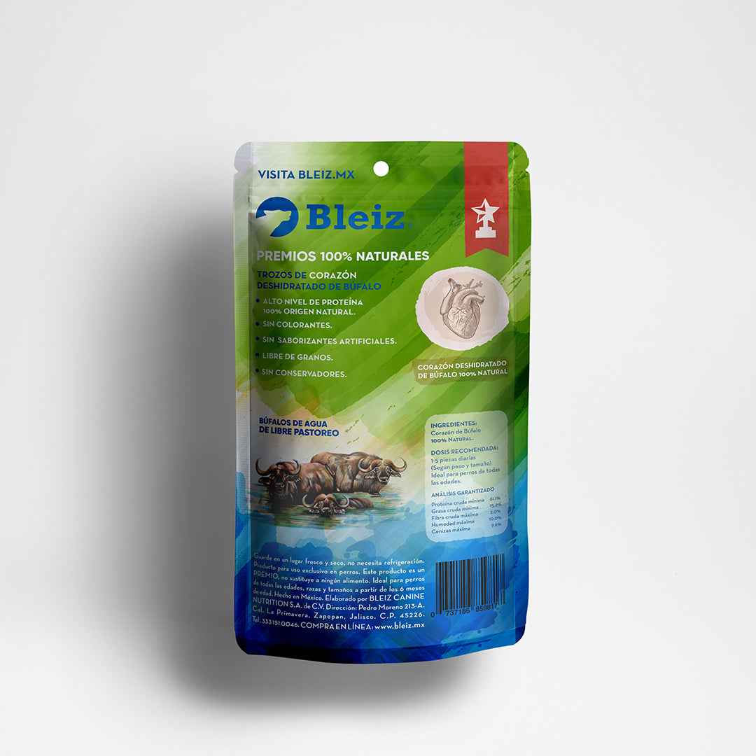Premios para Perros de Corazón de Búfalo | 100g | Natural, Sin Conservadores ni Químicos | Bleiz - Bleiz